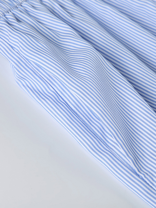 High Waisted Loose Elasticity Split-Joint Striped Pants Trousers