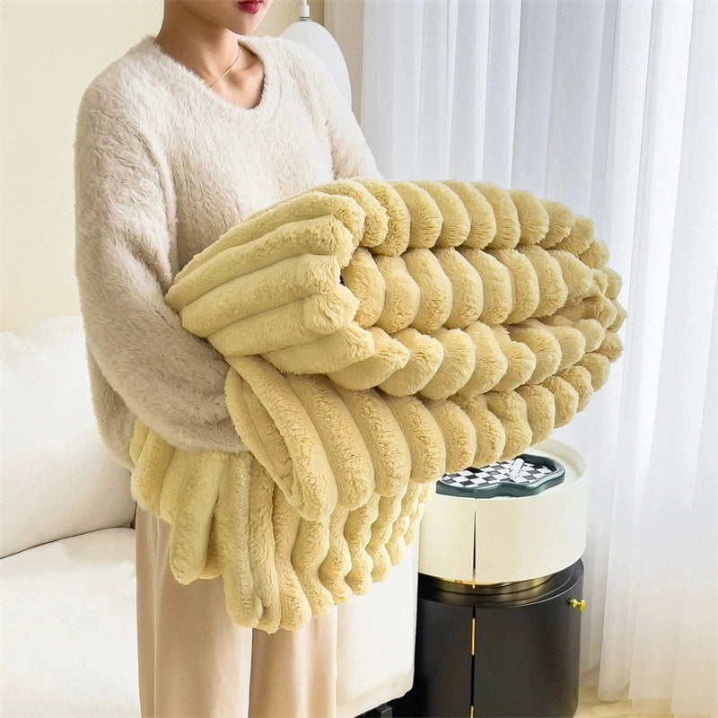 Rabbit Plush Blanket Multifunctional Nap Blanket Faleirong Summer Air-conditioning Quilt Small Blanket Sofa Cover Blanket Car Blanket