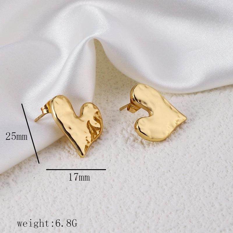 12 Pieces Minimalist Commute Geometric Heart Shape Plating Titanium Steel Drop Earrings Earrings Ear Studs