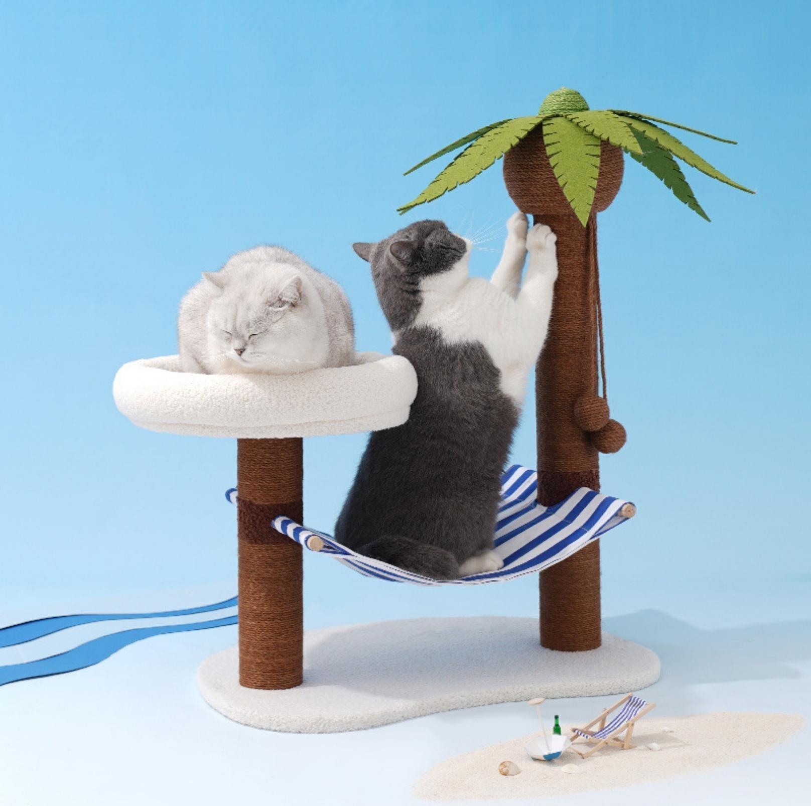 Coconut Tree Style Cat Scratching Post With Nest