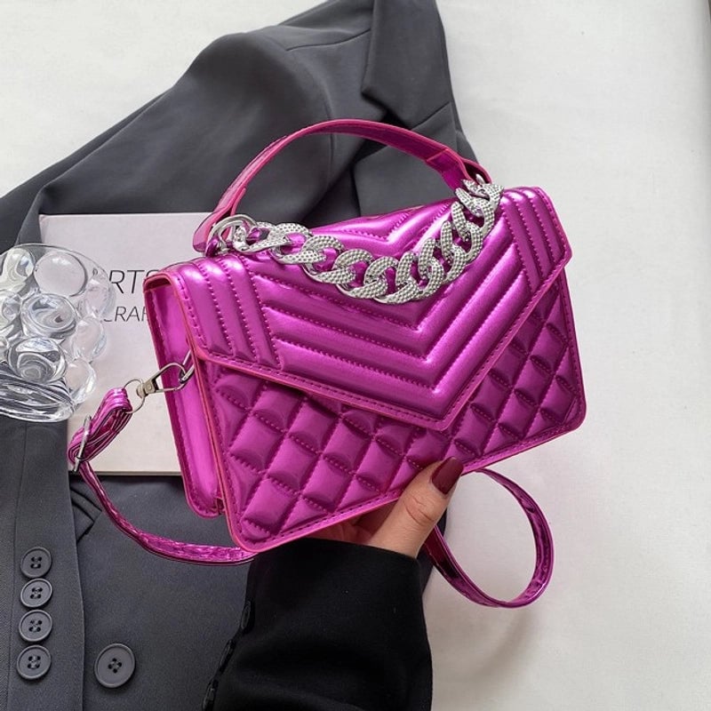 Women's Medium Pu Leather Solid Color Streetwear Magnetic Buckle Crossbody Bag