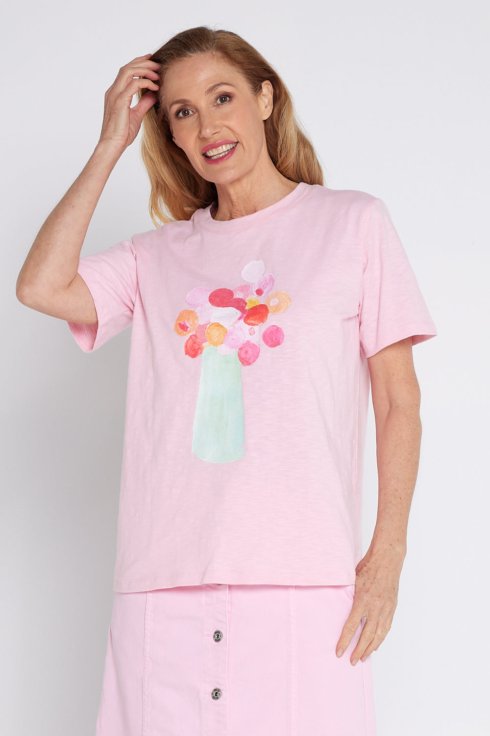 Janey Floral Tee - Splendid Pink