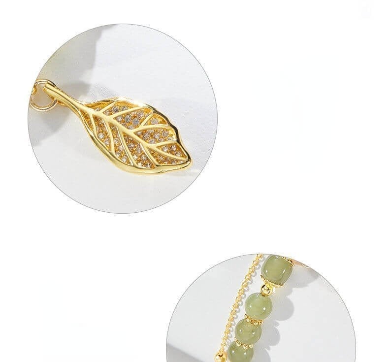 🔥  Promotion  49% OFF💞hetian jade gold leaf bracelet