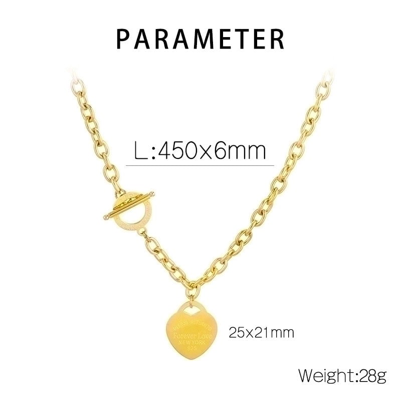 Casual Heart Shape Stainless Steel Titanium Steel Plating Bracelets Necklace