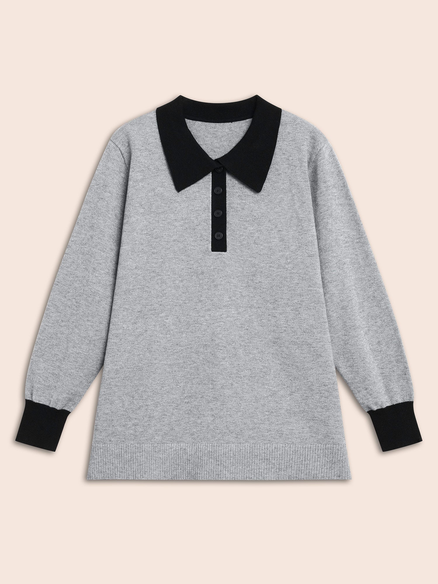 Supersoft Essentials Contrast Polo Neck Button Up Pullover