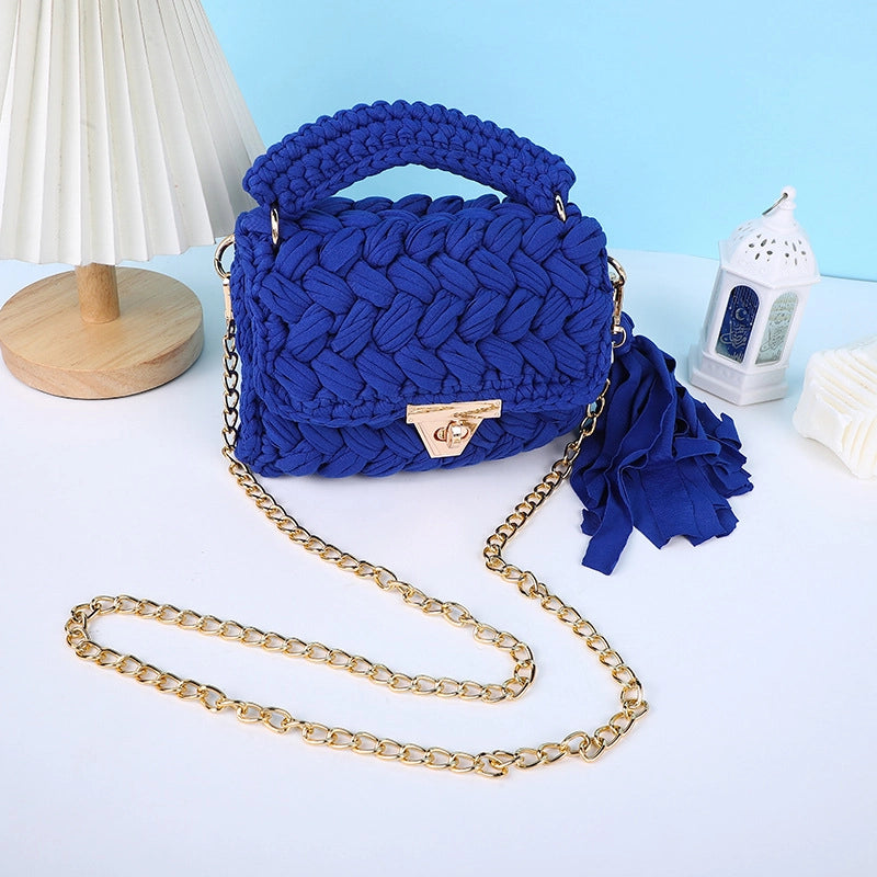 Women's Small Polyester Solid Color Streetwear Tassel Square Lock Clasp Shoulder Bag Handbag Crossbody Bag