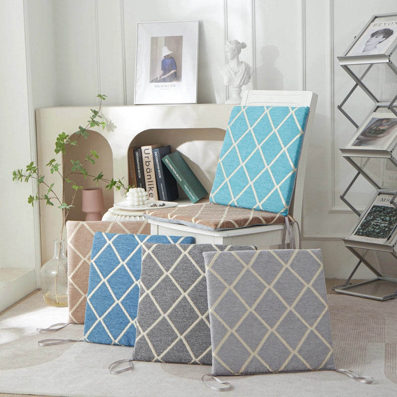 Minimalist Rhombus Cotton Chenille Seat Cushion