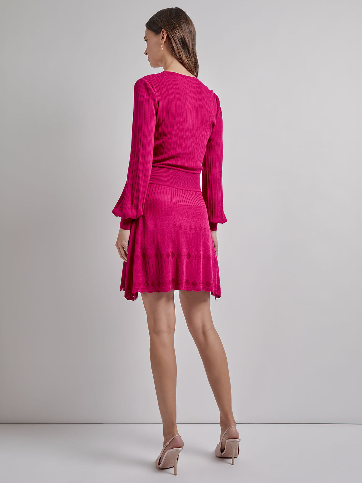Fit & Flare Tonal Ribbed Knit Mini Dress - Modern Fit