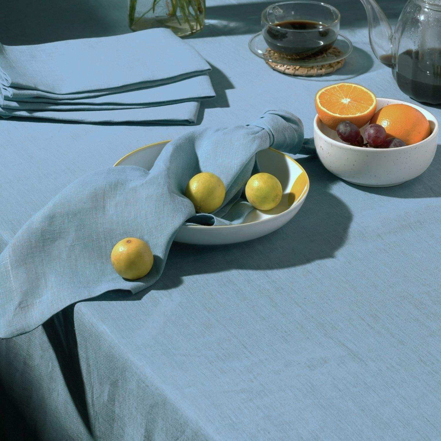 Dusty Blue 100% Linen Plain Napkins