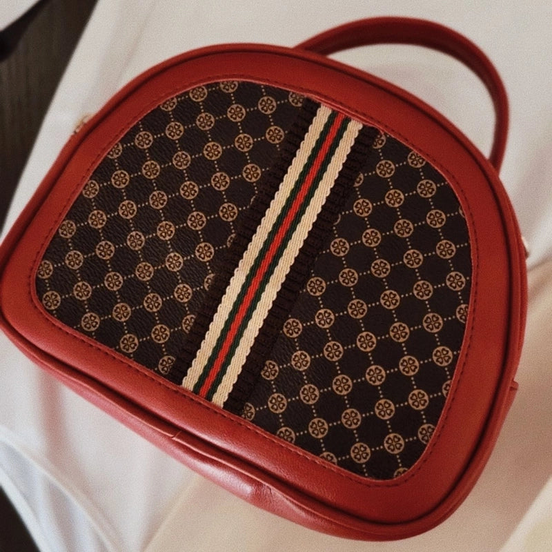Women's Medium Pu Leather Monogram Argyle Vintage Style Classic Style Semicircle Zipper Crossbody Bag