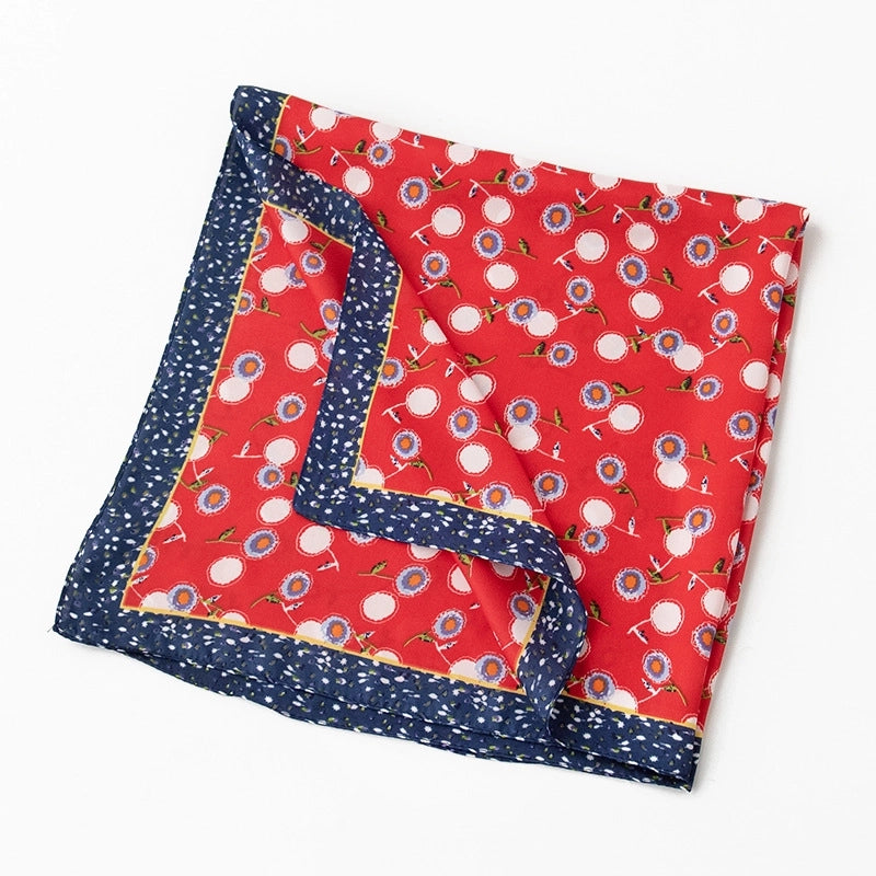 Women's Sweet Color Block Polyester Printing Silk Scarf