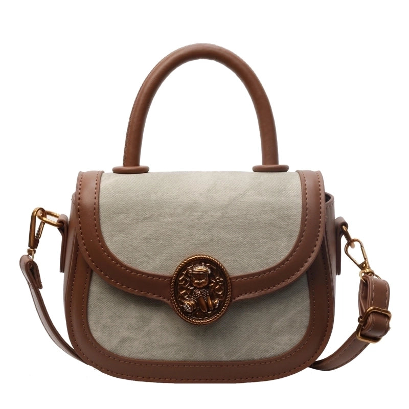 Women's Pu Solid Color Classic Style Sewing Thread Square Magnetic Buckle Shoulder Bag