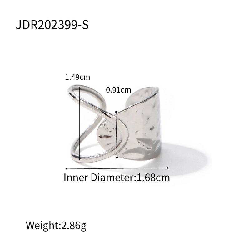 Retro Geometric 304 Stainless Steel Plating Open Ring