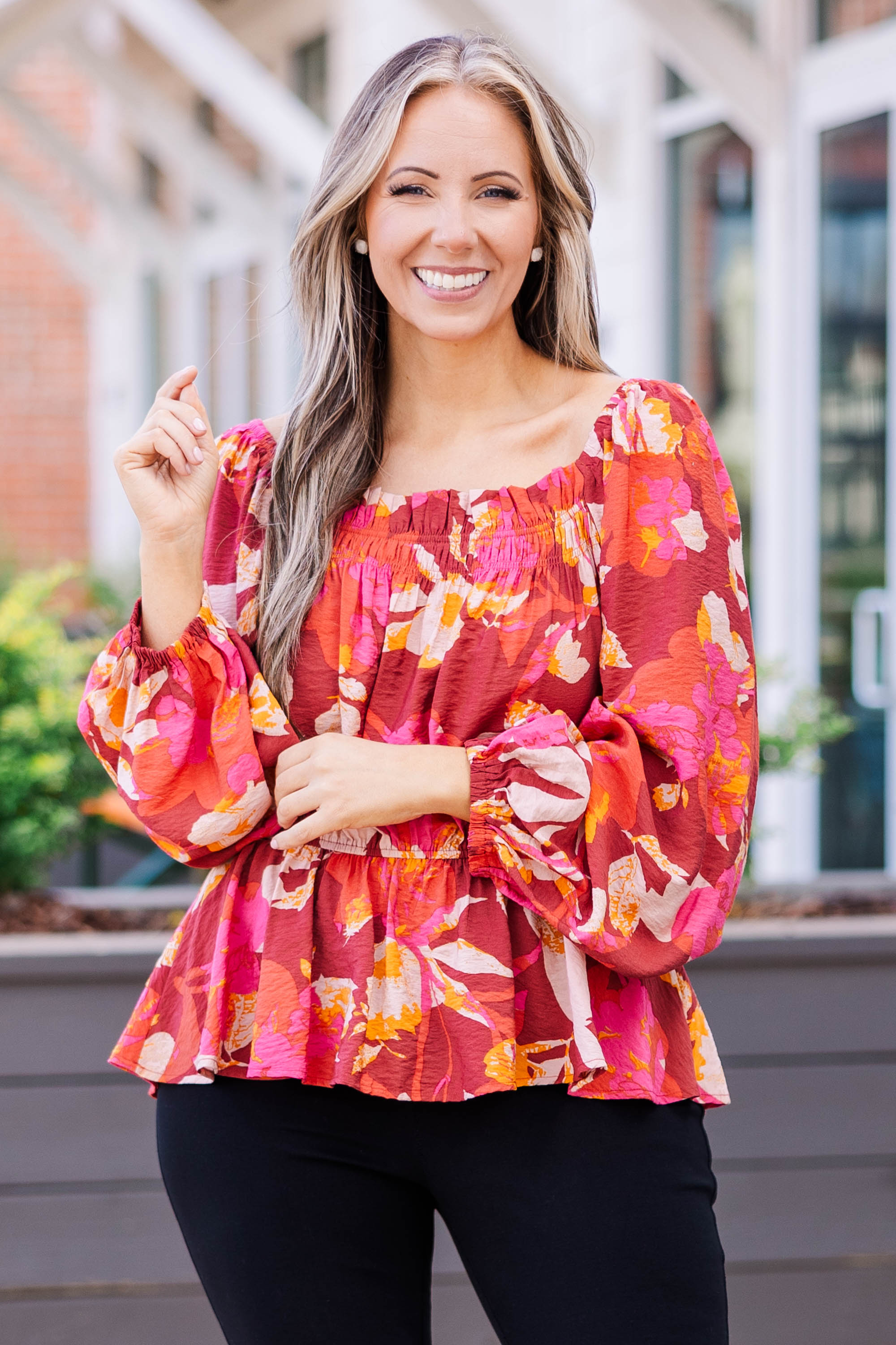 Petal Perfection Blouse. Brick