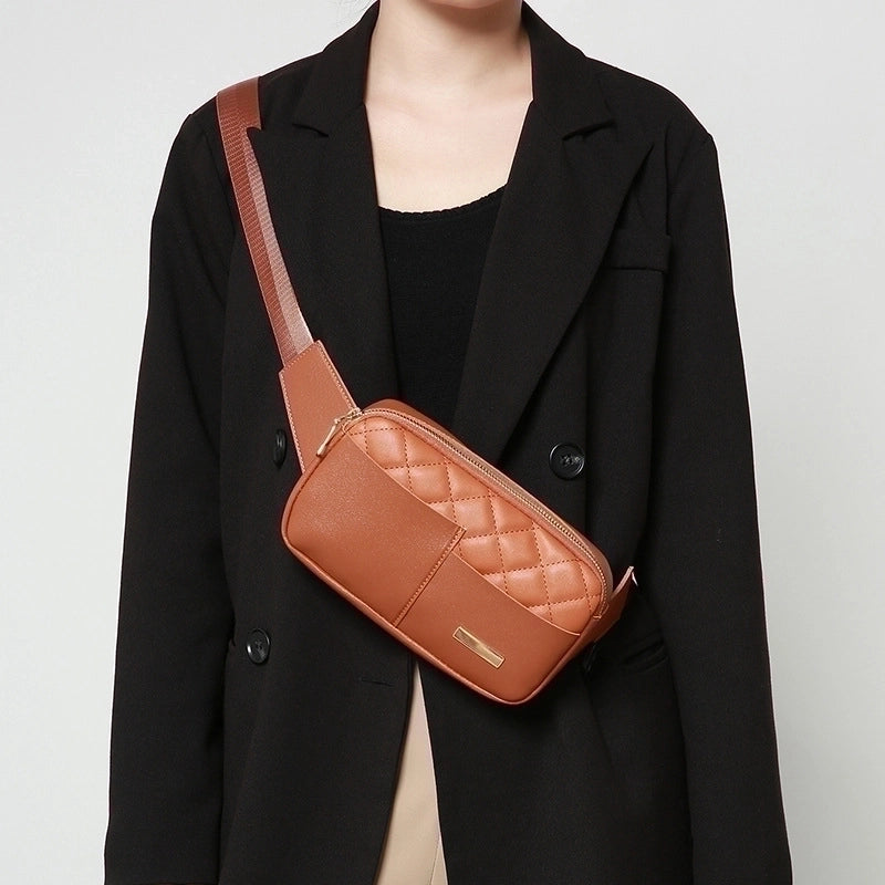 Women's Streetwear Solid Color Lingge Pu Leather Waist Bags