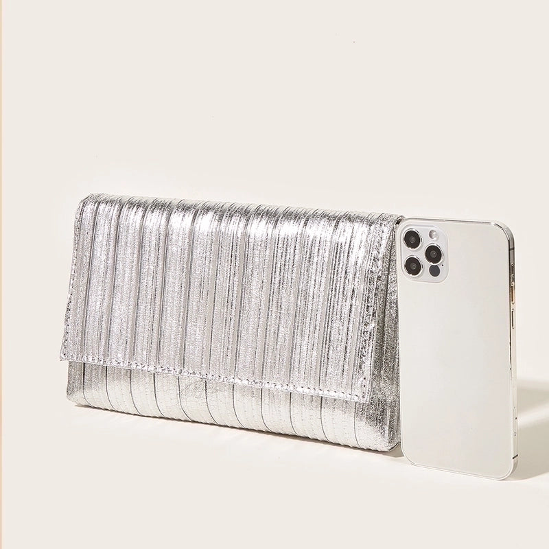 Gold Silver Wine Red Polyester Solid Color Square Evening Bags