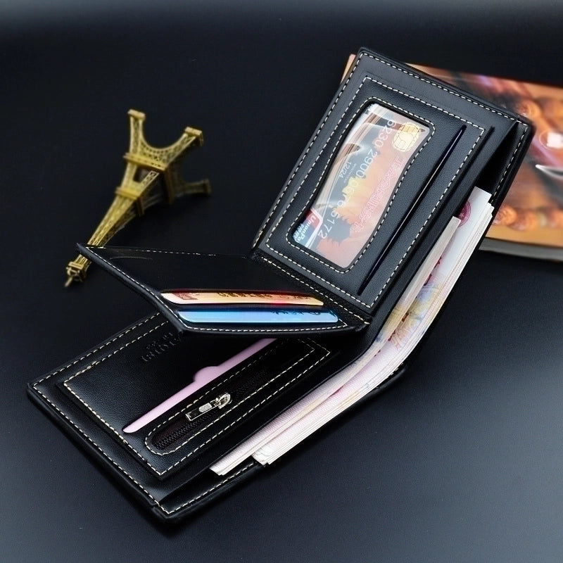 Men's Solid Color Pu Leather Open Wallets