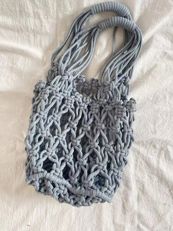 Women's Vacation Solid Color Cotton Rope Shopping Bags