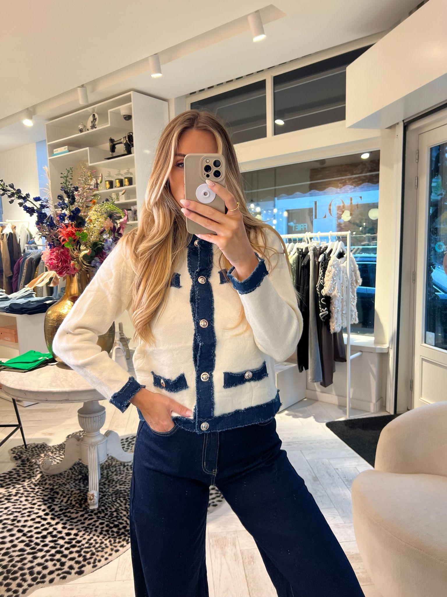 Indy Cardigan Denim Off White