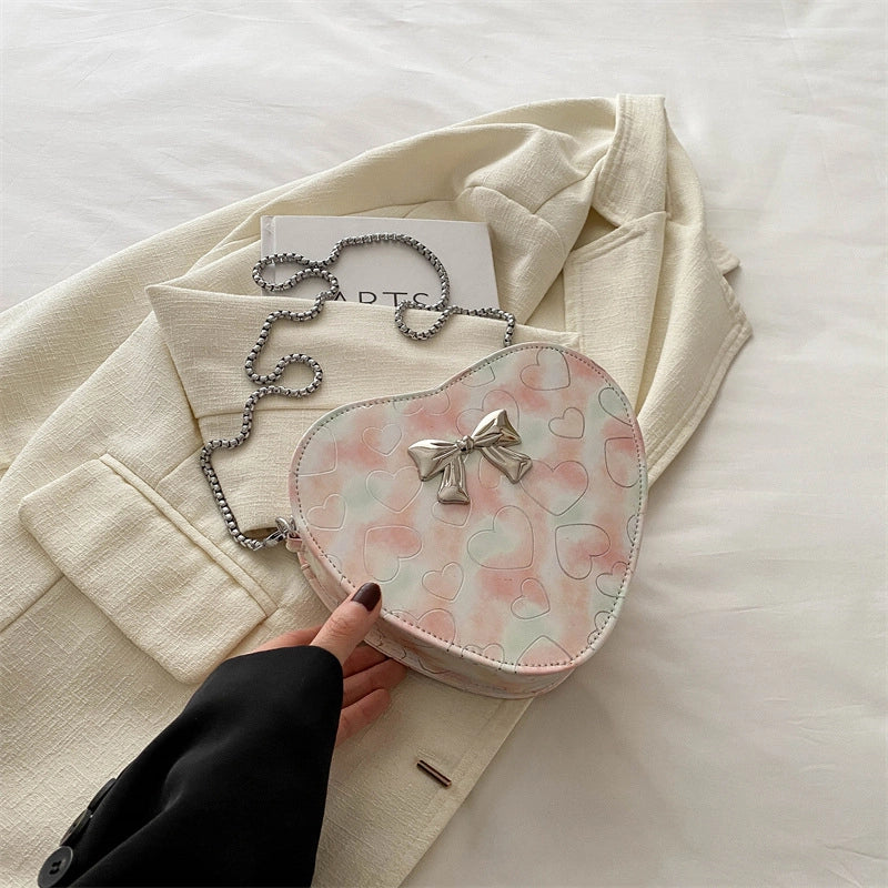 Women's Medium PU Heart Shape Streetwear Heart-shaped Zipper Shoulder Bag