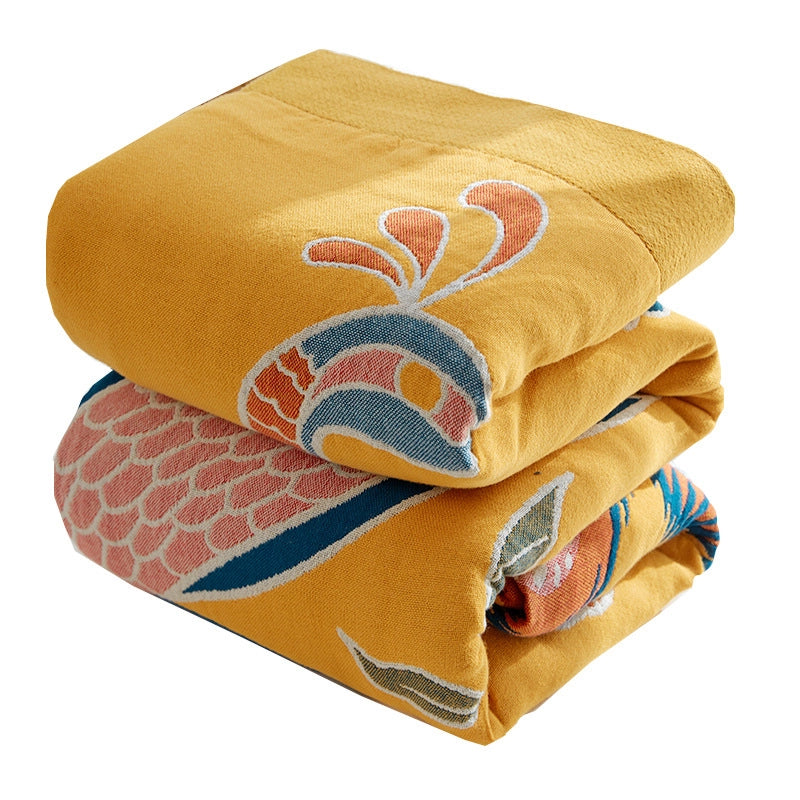 National Fashion Pure Cotton Gauze Quilt Adult Lunch Break Sofa Cover Blanket Summer Towel Quilt Pure Cotton Single Double Blanket Bed Sheet