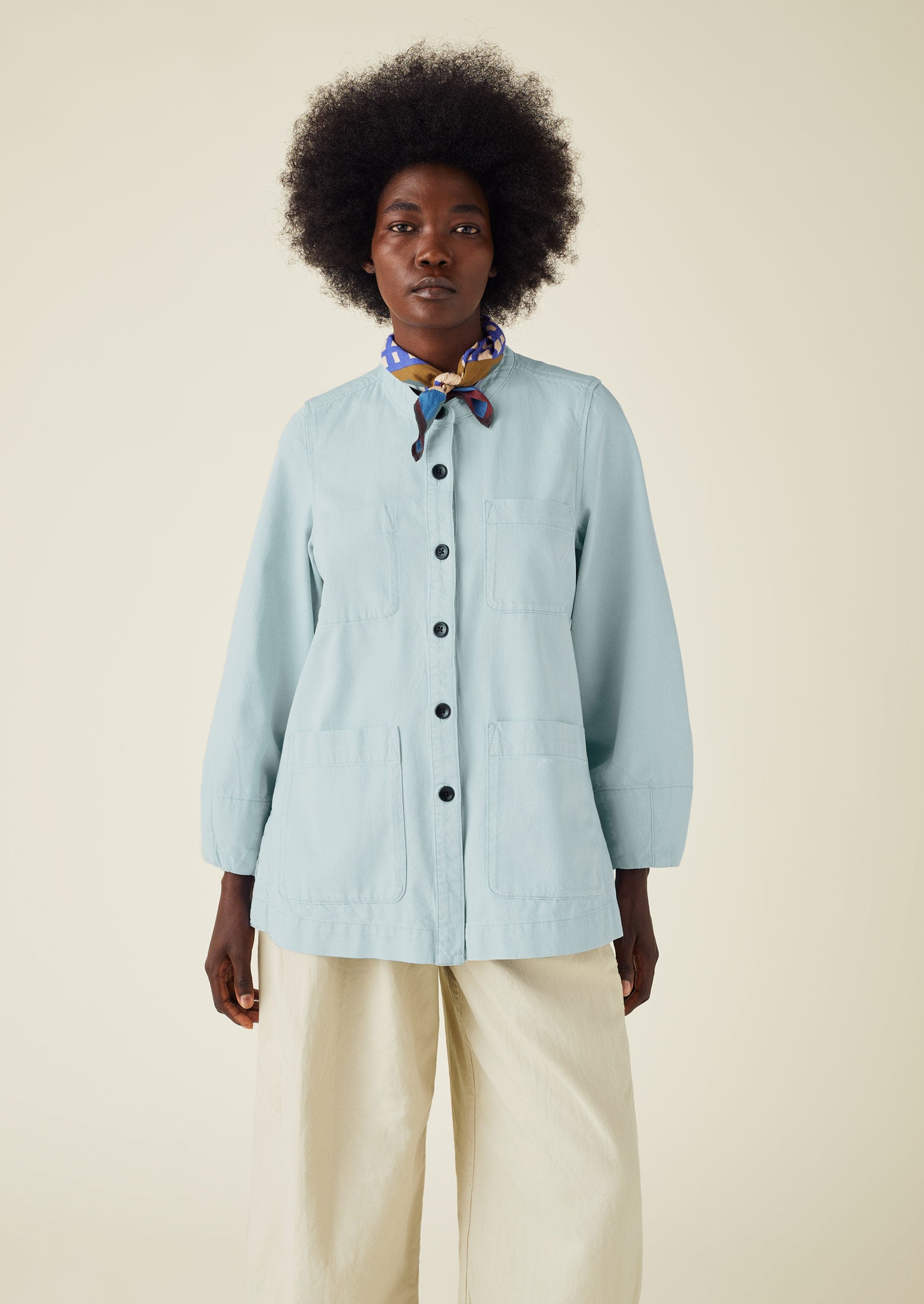 Garment Dyed Lightweight Organic Denim Jacket | Pale Blue