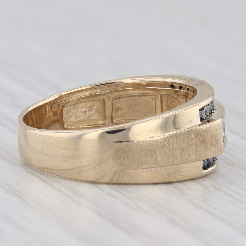 0.50ctw Brown Black Diamond Ring 14k Yellow Gold Size 10 Men's Wedding