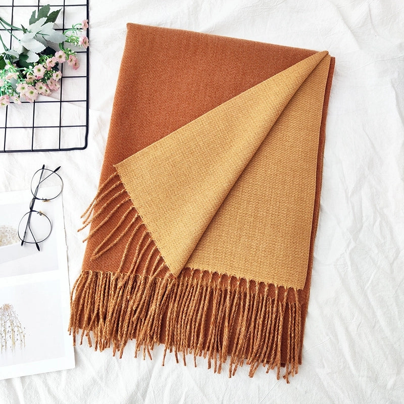 Unisex Sweet Minimalist Solid Color Imitation Cashmere Polyester Scarf