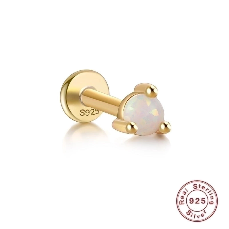 1 Piece Ear Cartilage Rings & Studs Fashion Square Water Droplets Paw Print Silver Inlay Zircon