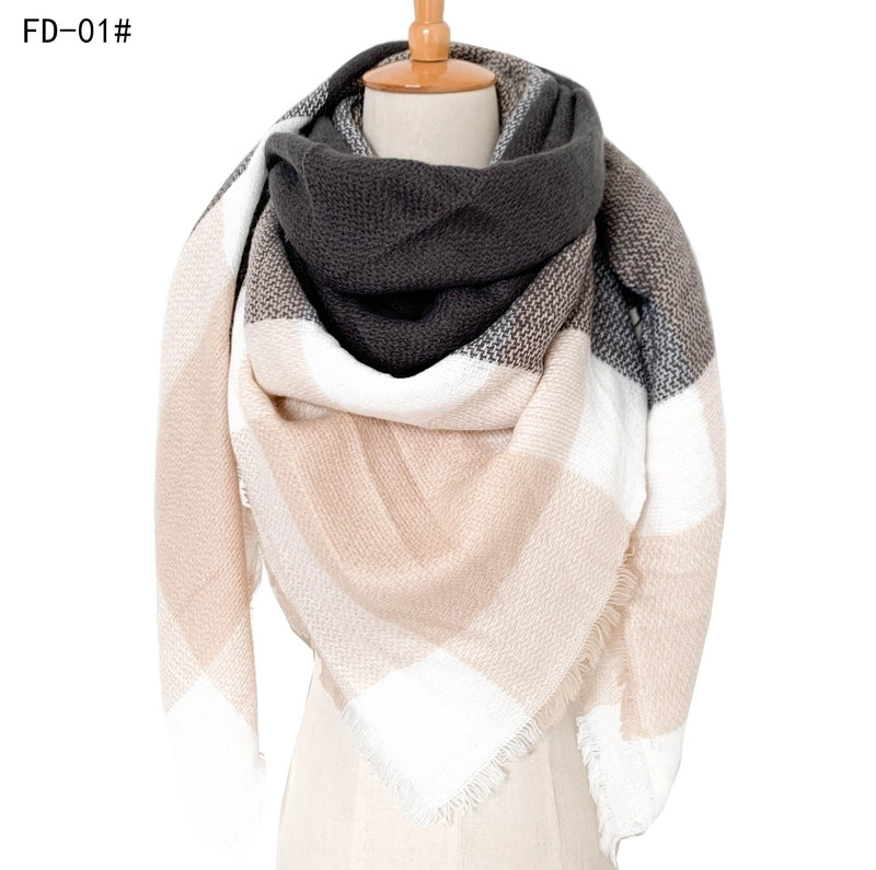 Women's Casual Color Block Imitation Cashmere Scarf