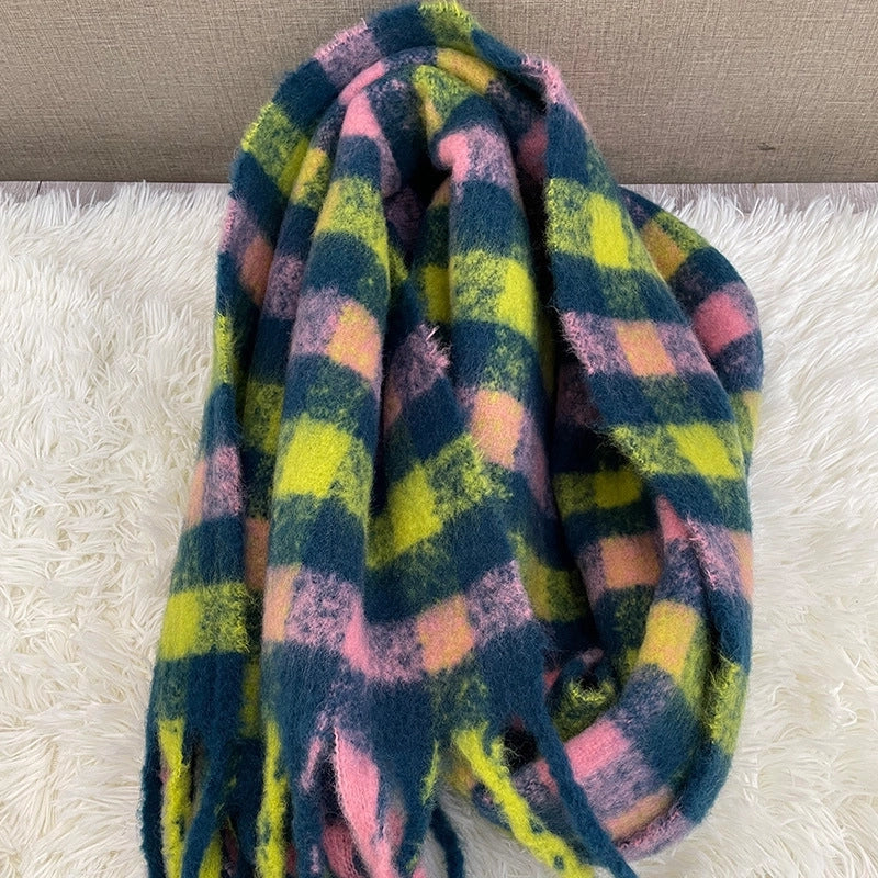 Versatile Student Shawl Warm Scarf Simple Versatile Men's And Women's Autumn And Winter High-end Sense Plaid Scarf