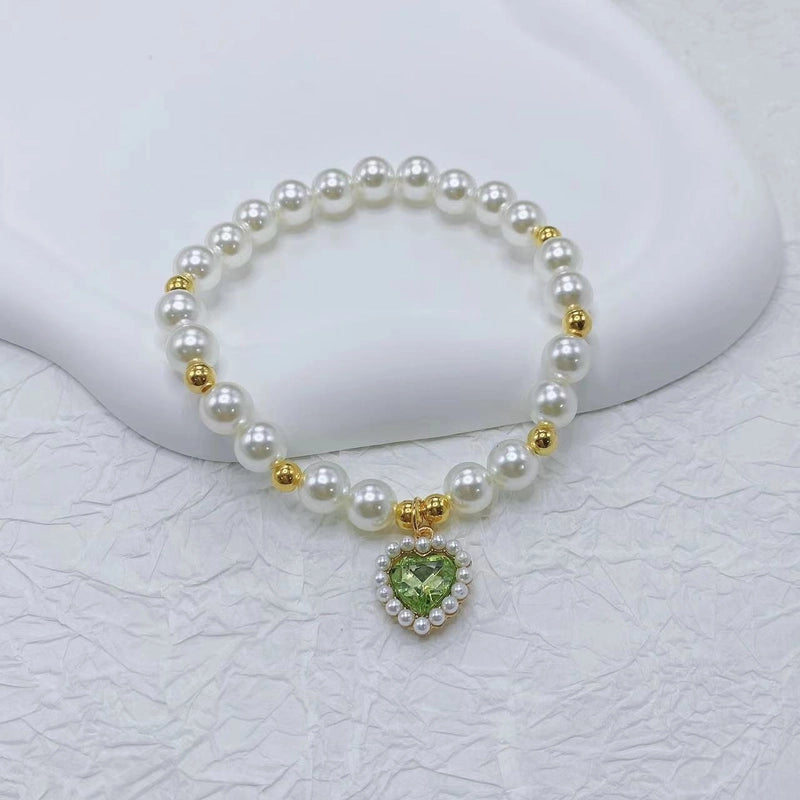 Sweet Imitation Pearl Heart Shape Pet Collar