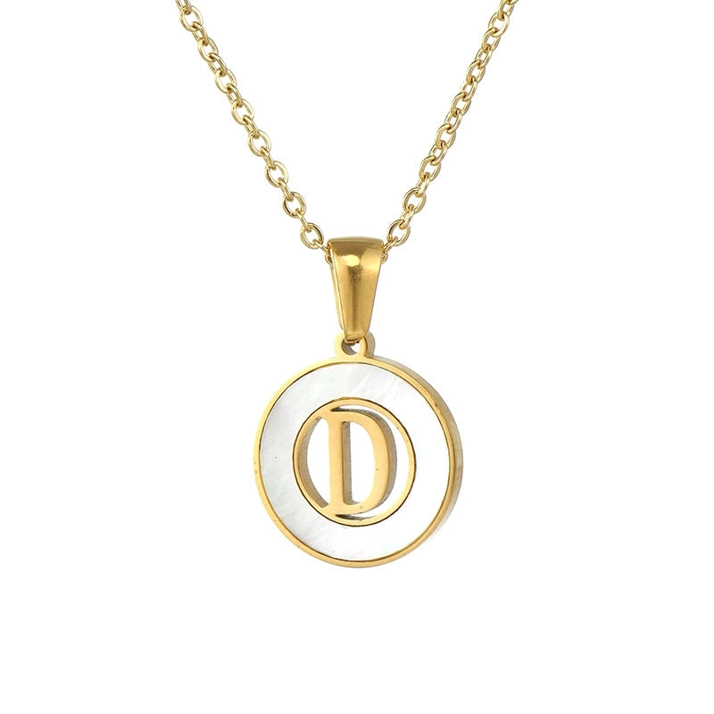 Minimalist Letter Stainless Steel Pendant Necklace Plating Hollow Out Shell Stainless Steel Necklaces