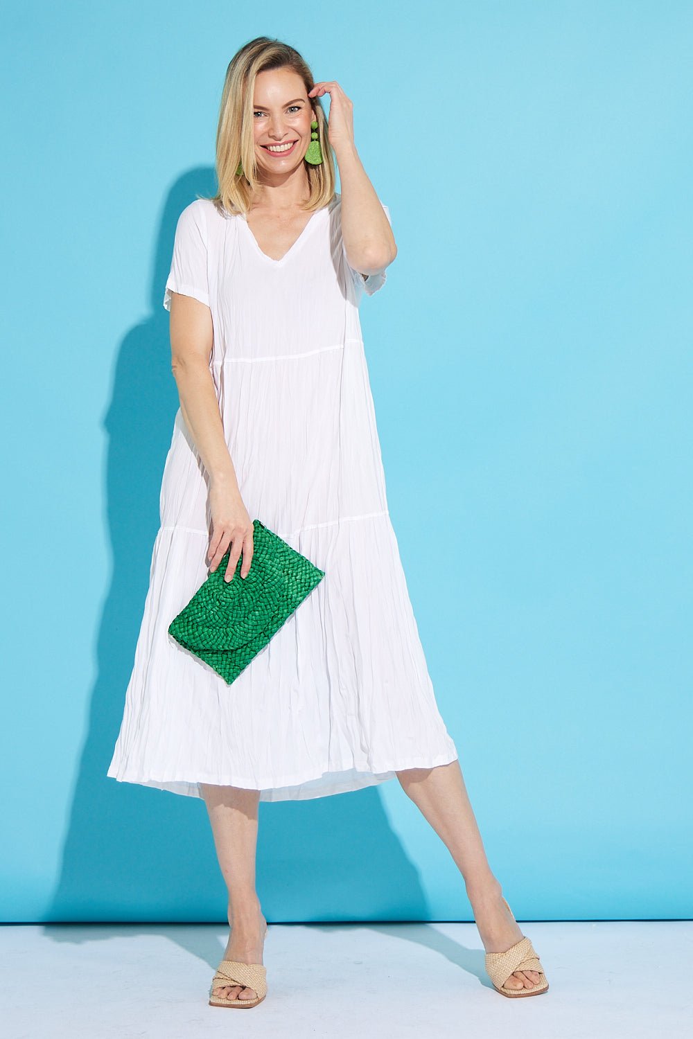 Stella Tiered Dress - White