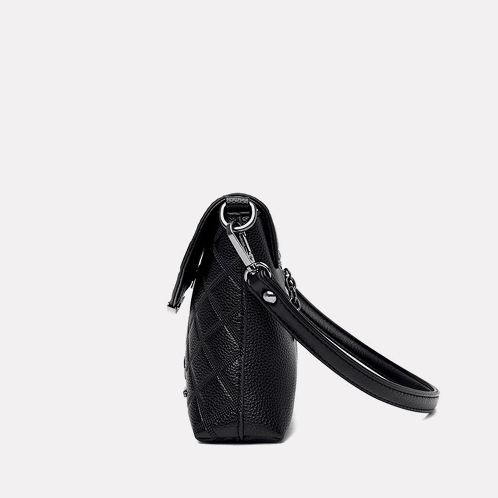 Embossed PU Leather Mother's Small Square Crossbody