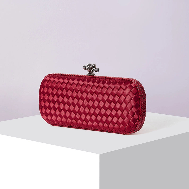 Factory Direct Sales Silk Hand-woven Women's Clutch Crossbody Simple Evening Bag Chain Pouch
