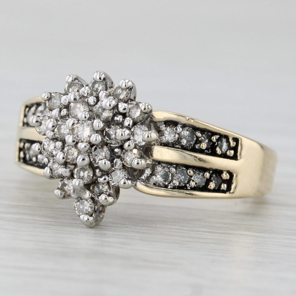0.35ctw Diamond Cluster Engagement Ring 10k Yellow Gold Size 5.5