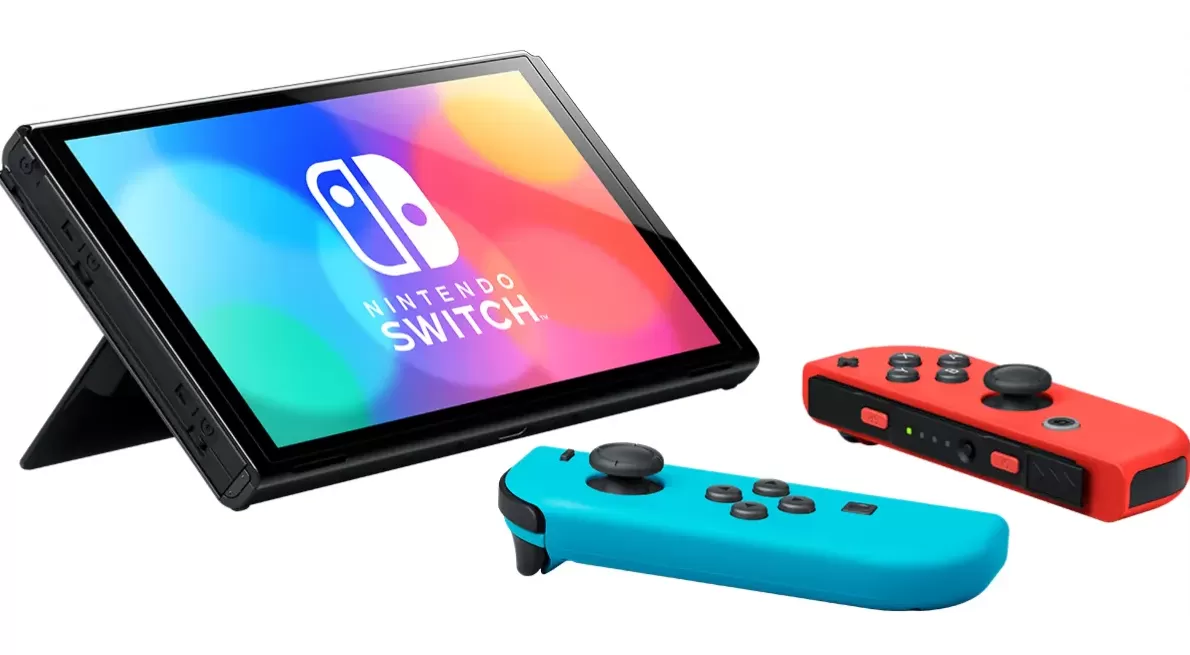 Nintendo Switch - Conjunto modelo OLED azul neón/rojo neón