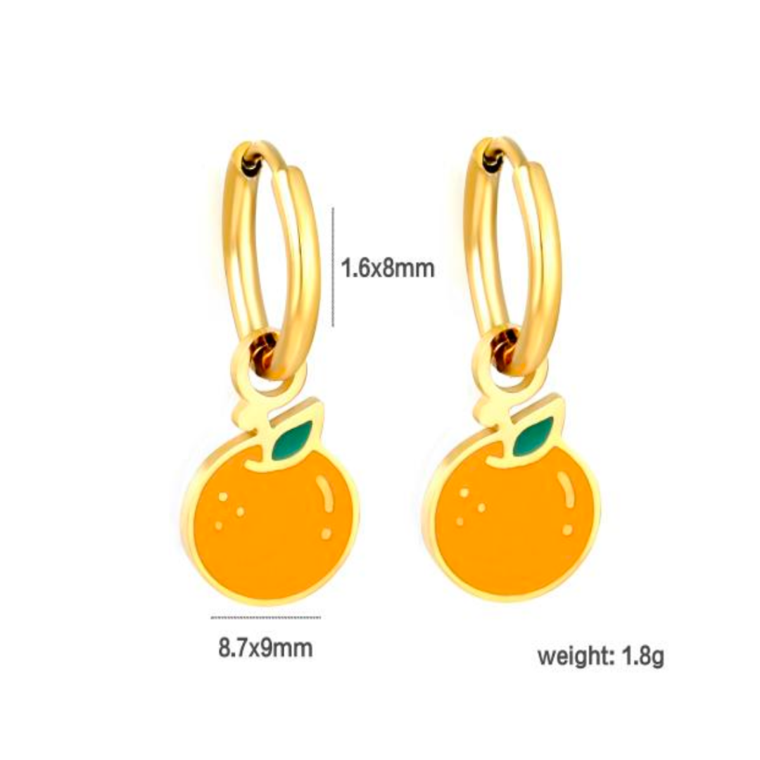 Orange charm hoops - Gold