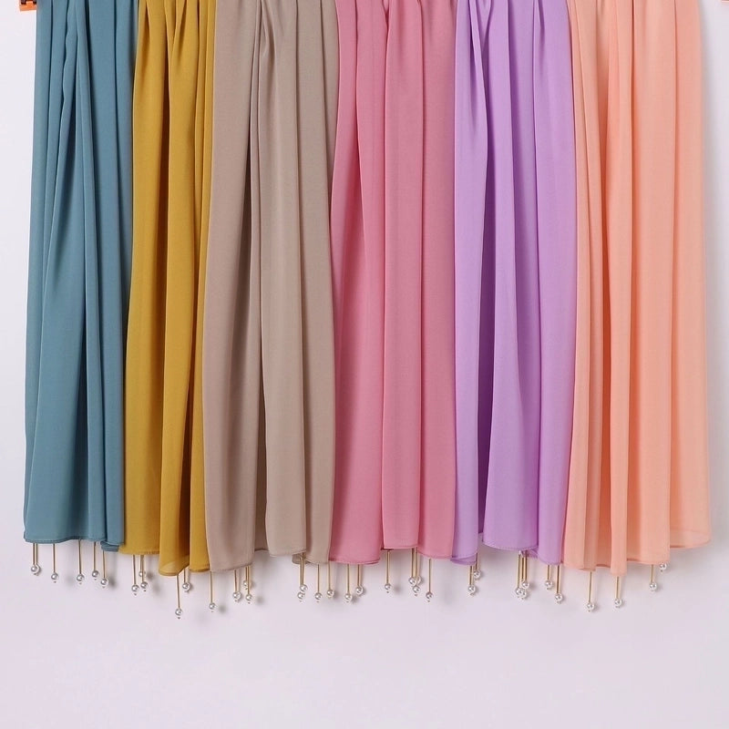 Women's Casual Elegant Sweet Solid Color Chiffon Hijab