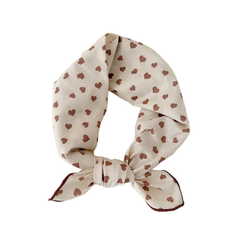 Women's Elegant Sweet Ditsy Floral Polka Dots Heart Shape Polyester Silk Scarf