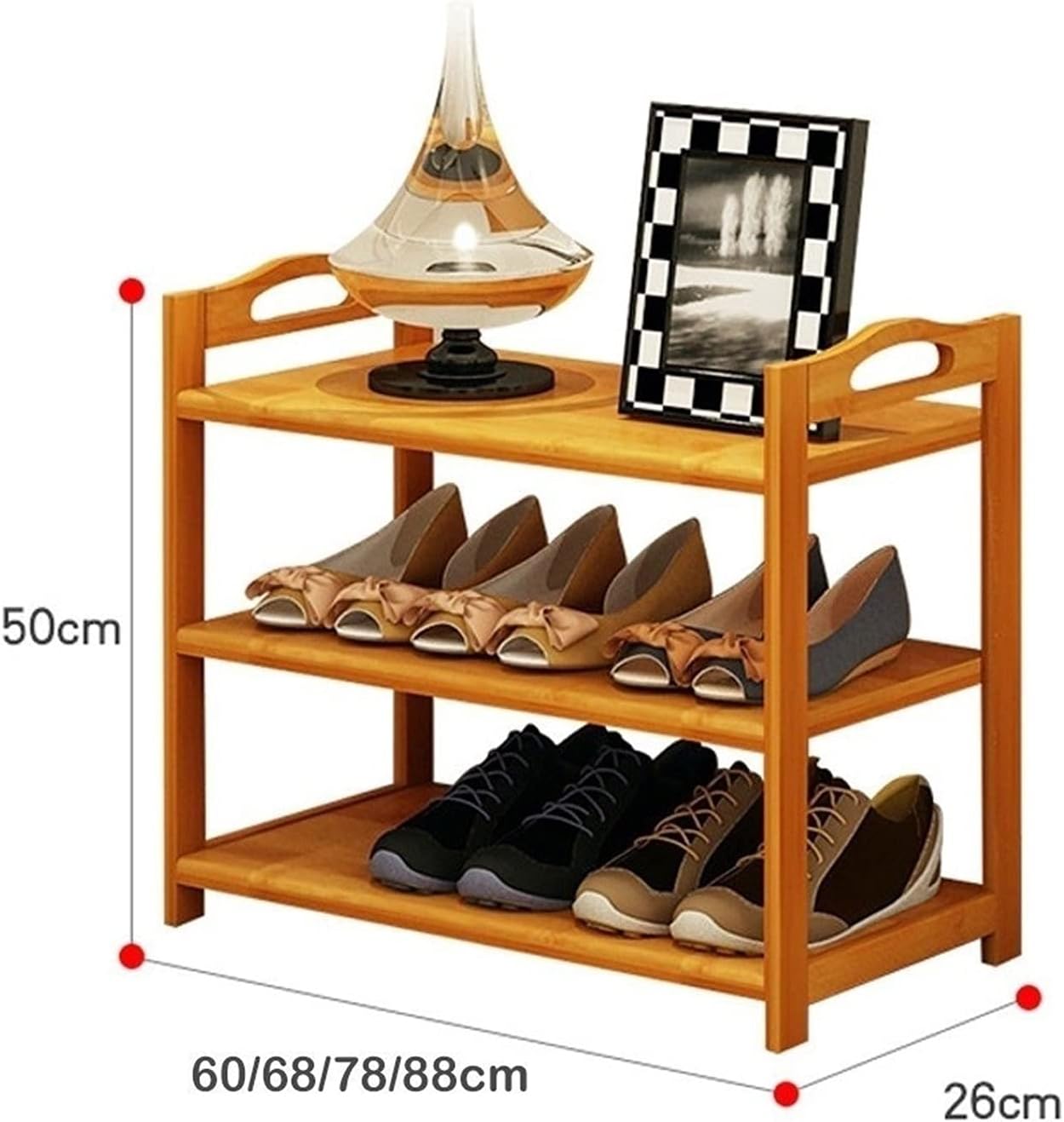 Wooden Shoe Rack Simple 3-Tier Space-Saving Shoe Shelf Storage Organizer