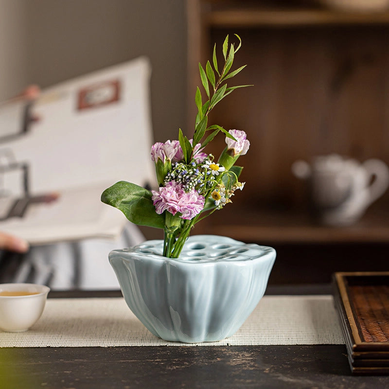 Ceramic Water Bottle Holder Small Dry Bubble Table Zen Living Room Chinese Flower Arrangement Bowl Dried Flower Flower Hydroponic Ware Ornaments