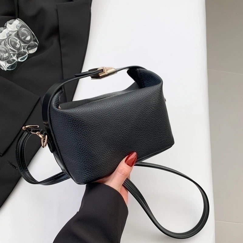 Women's Pu Leather Solid Color Basic Square Zipper Shoulder Bag Handbag Crossbody Bag
