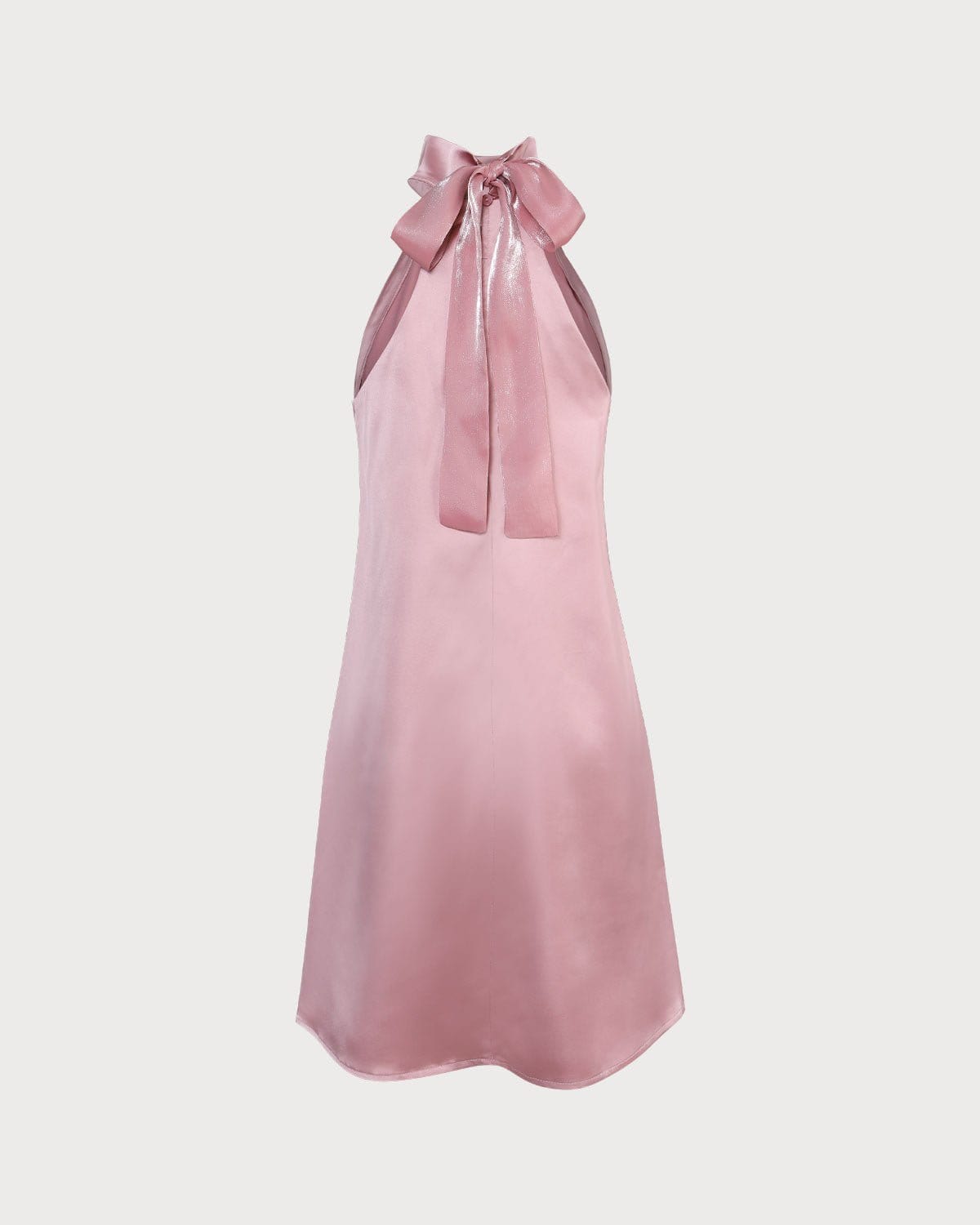 The Pink Halter Satin A-line Mini Dress