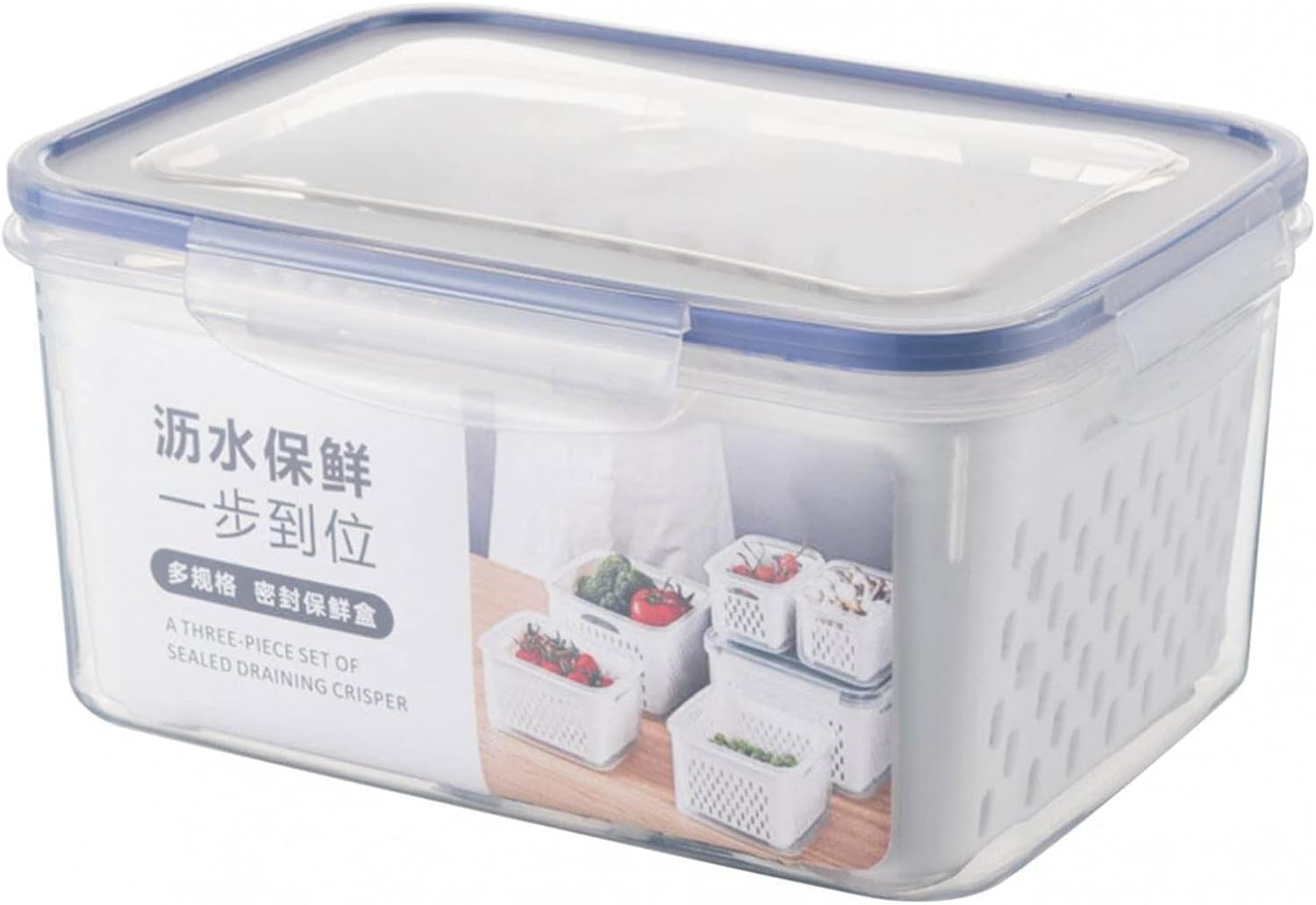 Fruit And Vegetable Storage Container For Refrigerator. 3 In 1 Organizer For Fruit Salad Meat Storage