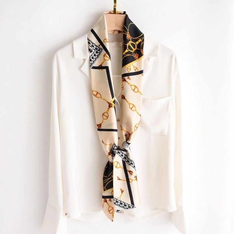 Women's Elegant Printing Satin Silk Scarf