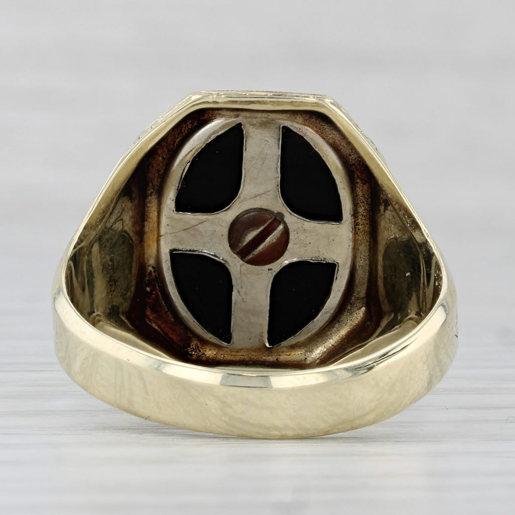 Vintage Ornate Old English Letter G Onyx Signet Ring 14k Gold Size 12