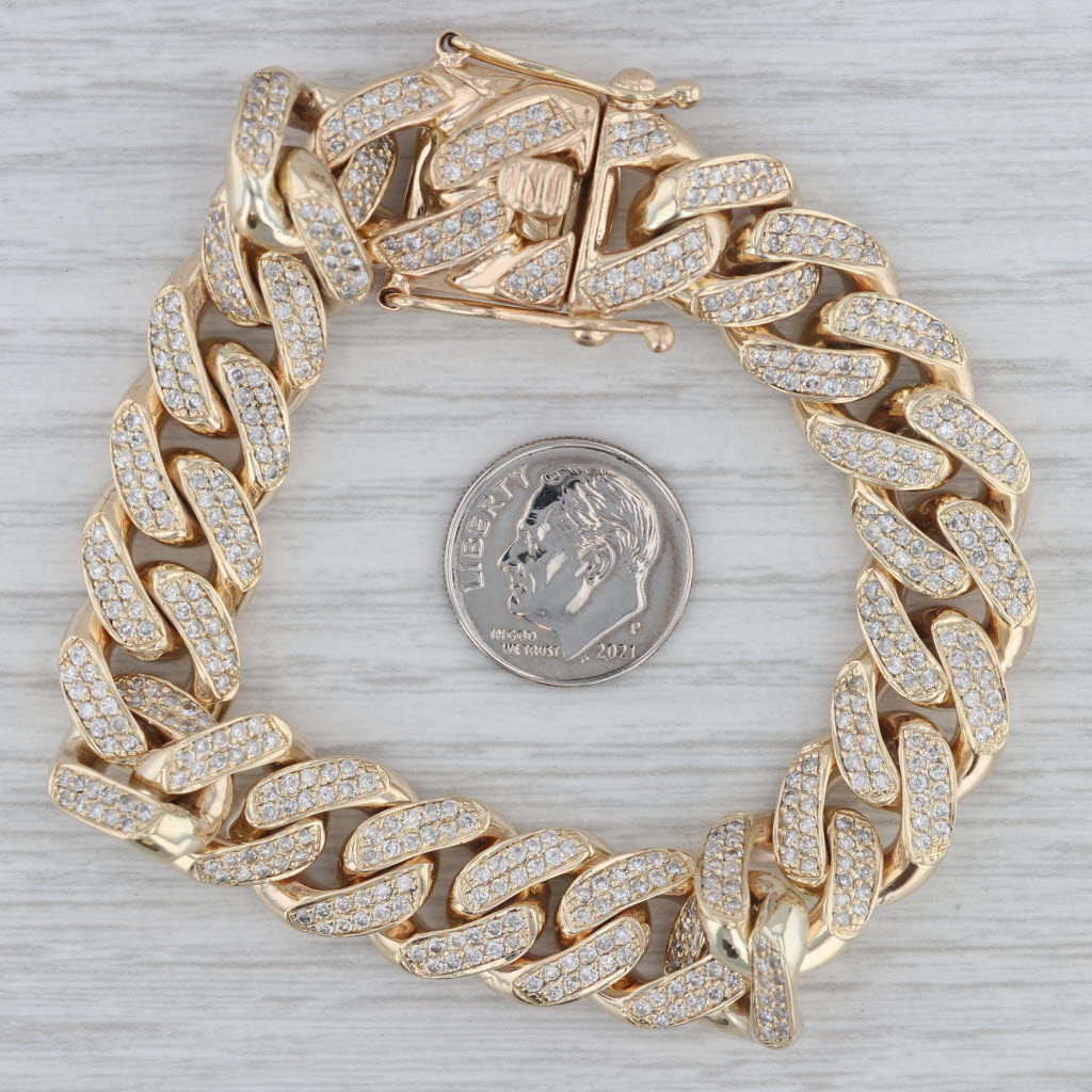 5ctw Diamond Curb Chain Bracelet 10k Yellow Gold 7.5 13.2mm