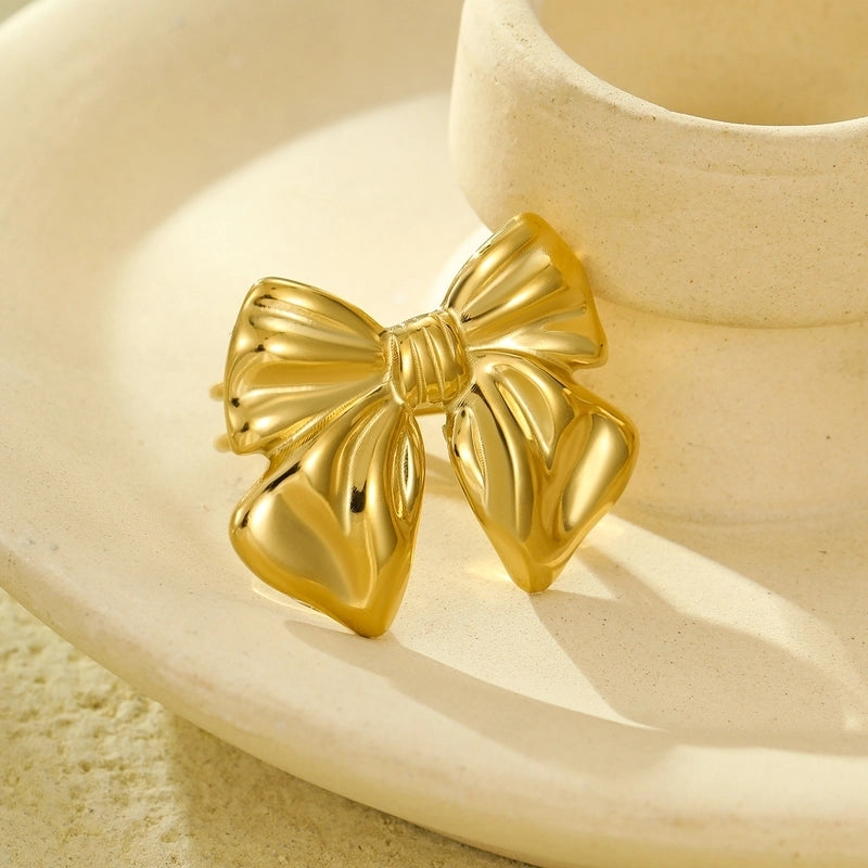 Lady Bow Knot Titanium Steel Women's Scarf Ring
